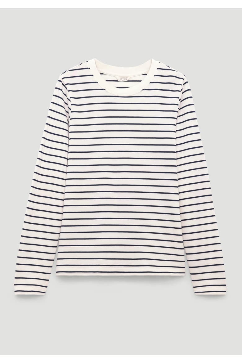 Mia Stripe Slim Long Sleeve Top, Alternate, color, Navy