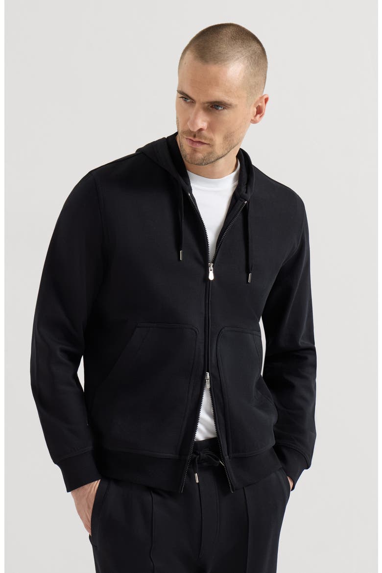 Hooded zip-up sweatshirt, Main, color, Black
