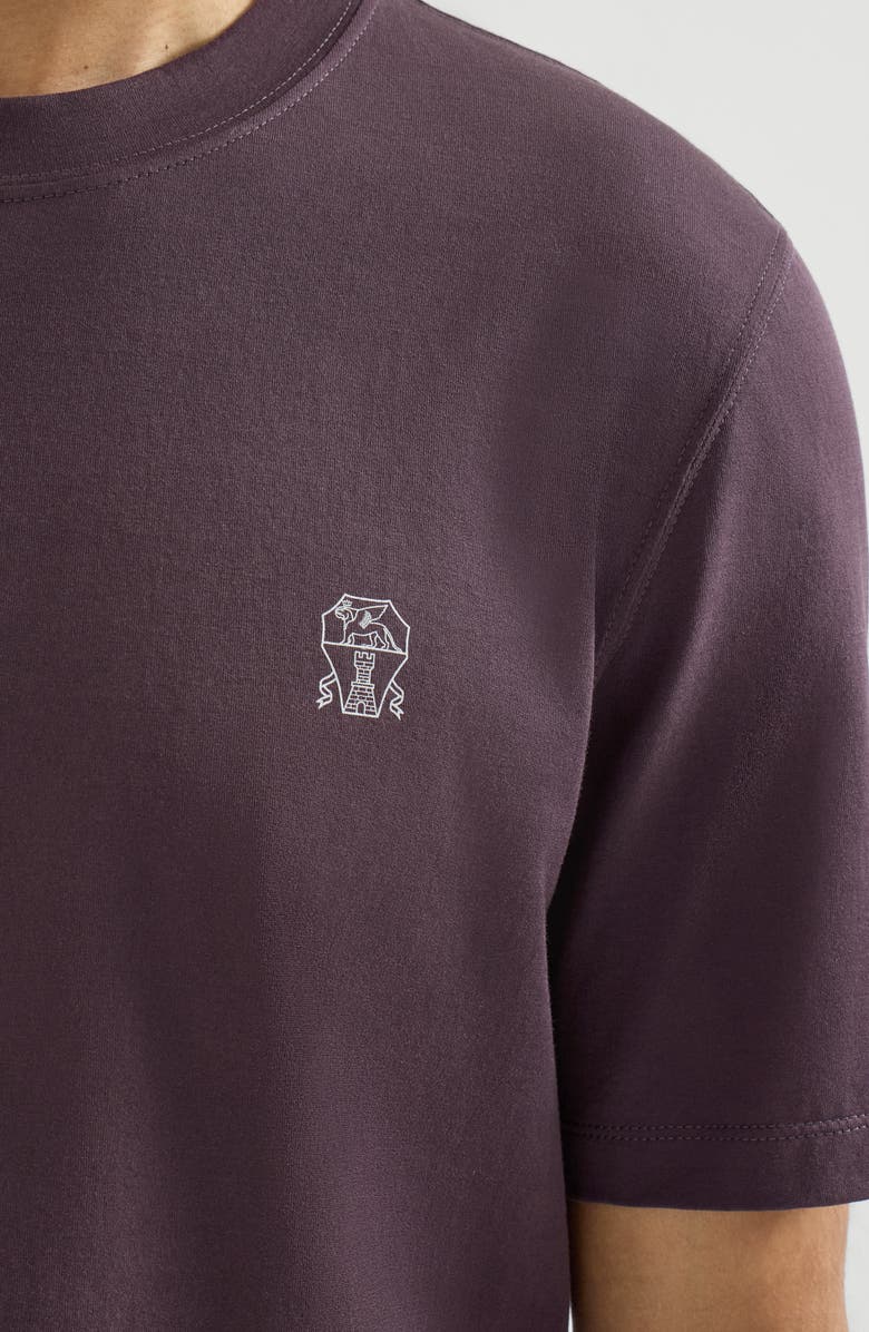 Brunello Cucinelli Cotton jersey crew neck T-shirt with logo, Alternate, color, Light Grey