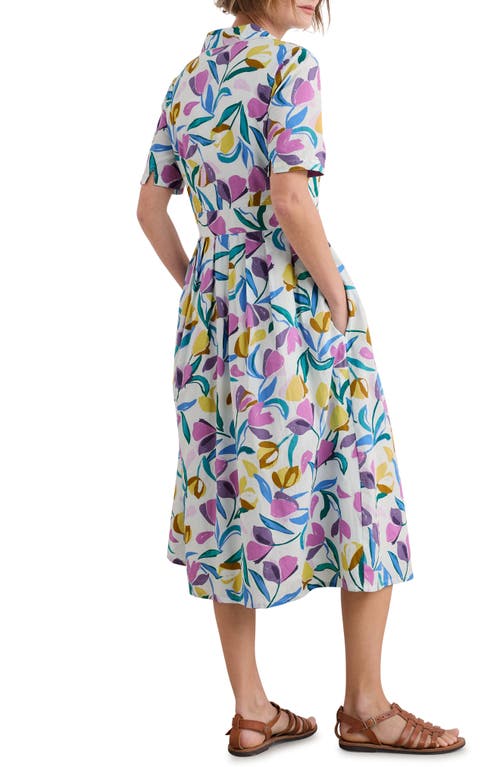 Seasalt Cornwall Tulips Organic Cotton Shirtdress In Collaged Tulips Chalk