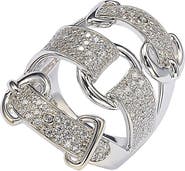 SUZY LEVIAN Sterling Silver CZ Triple Buckle Ring