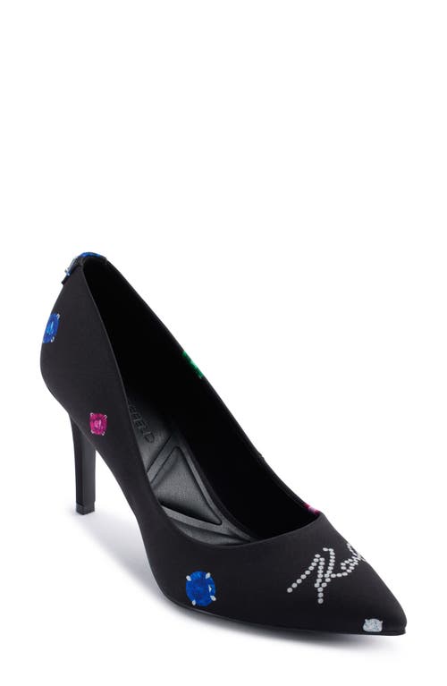 Shop Karl Lagerfeld Royale Pointed Toe Pump In Black Multi