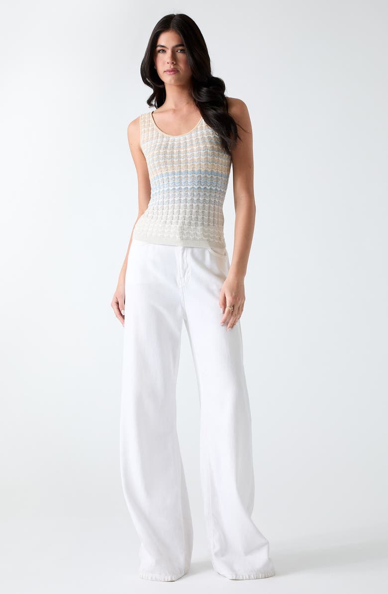 GUESS Rosalyn Metallic Pointelle Sweater Tank, Alternate, color, Light Blue/ Beige/ White