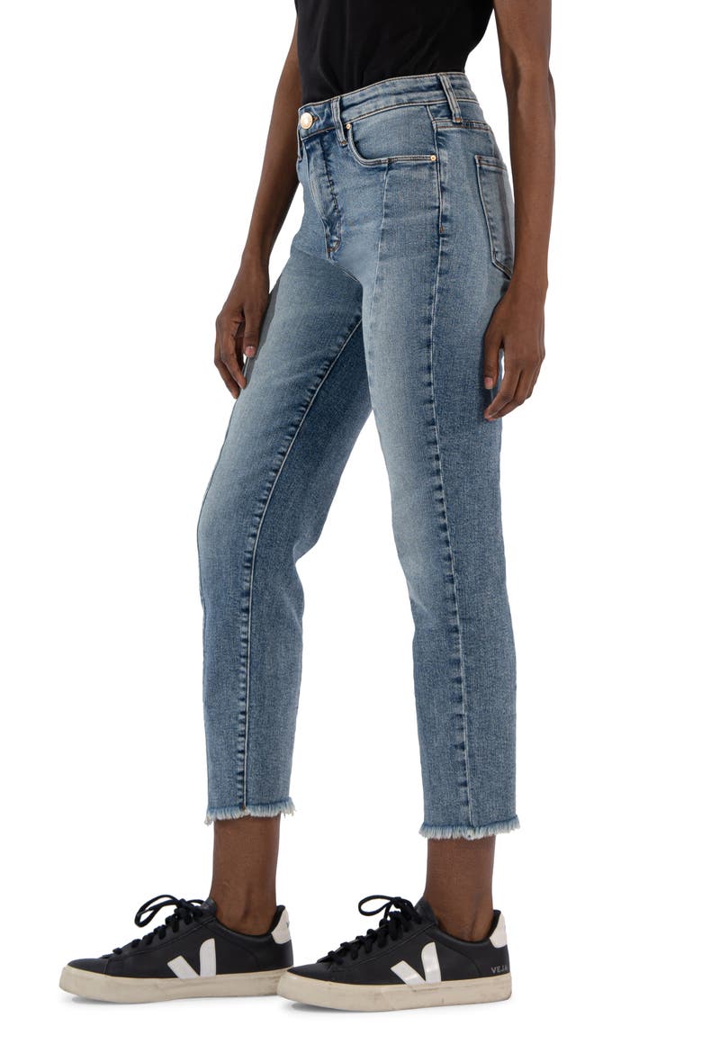 Rachael Fab Ab Frayed High Waist Crop Jeans, Alternate, color, HEAVENLY