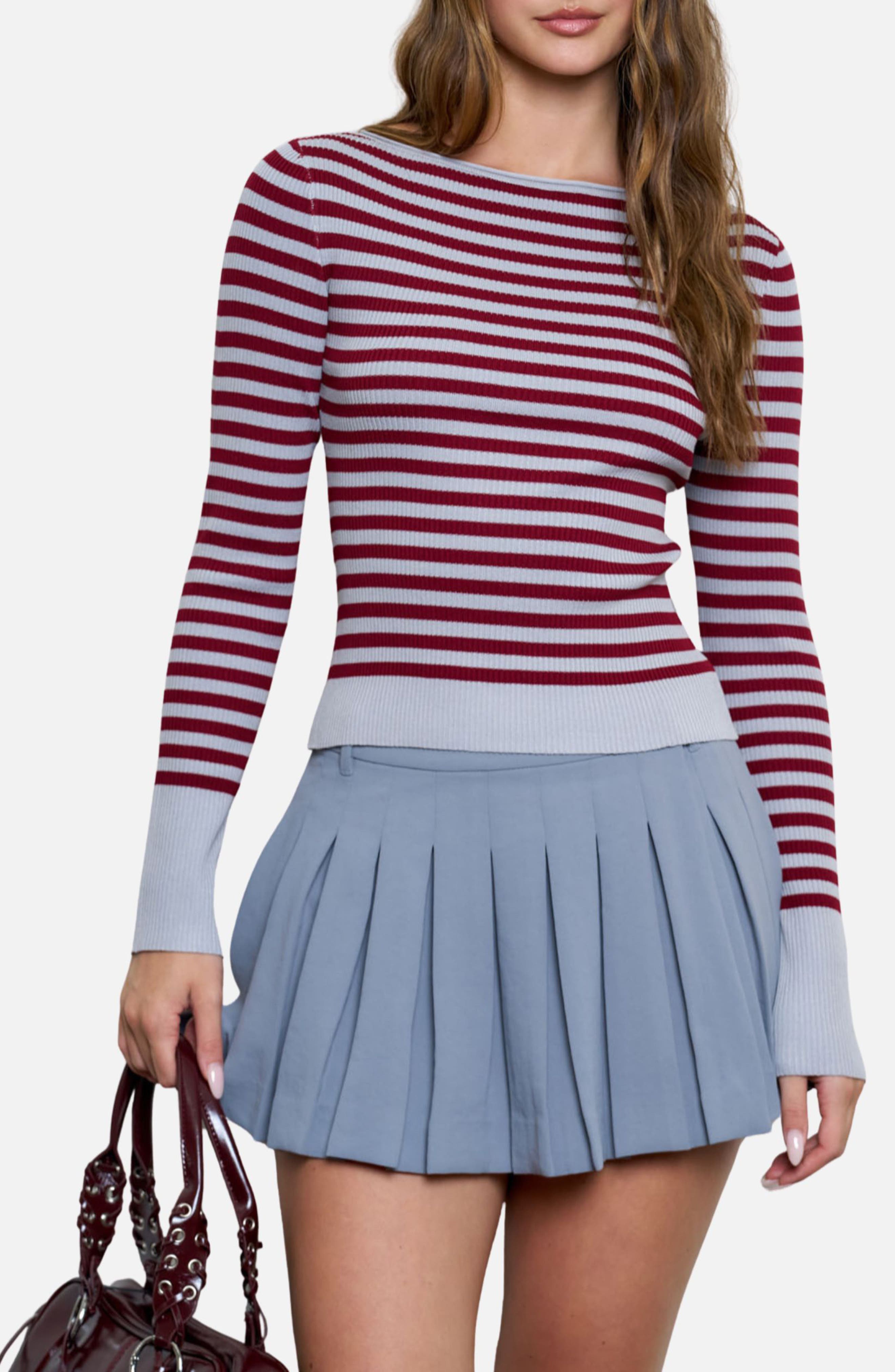 Stripe Rib Long Sleeve Sweater