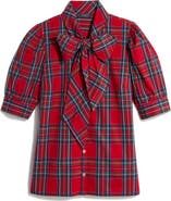 vineyard vines Plaid Bow Neck Stretch Cotton Poplin Button-Up Shirt