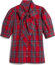 vineyard vines Plaid Bow Neck Stretch Cotton Poplin Button-Up Shirt