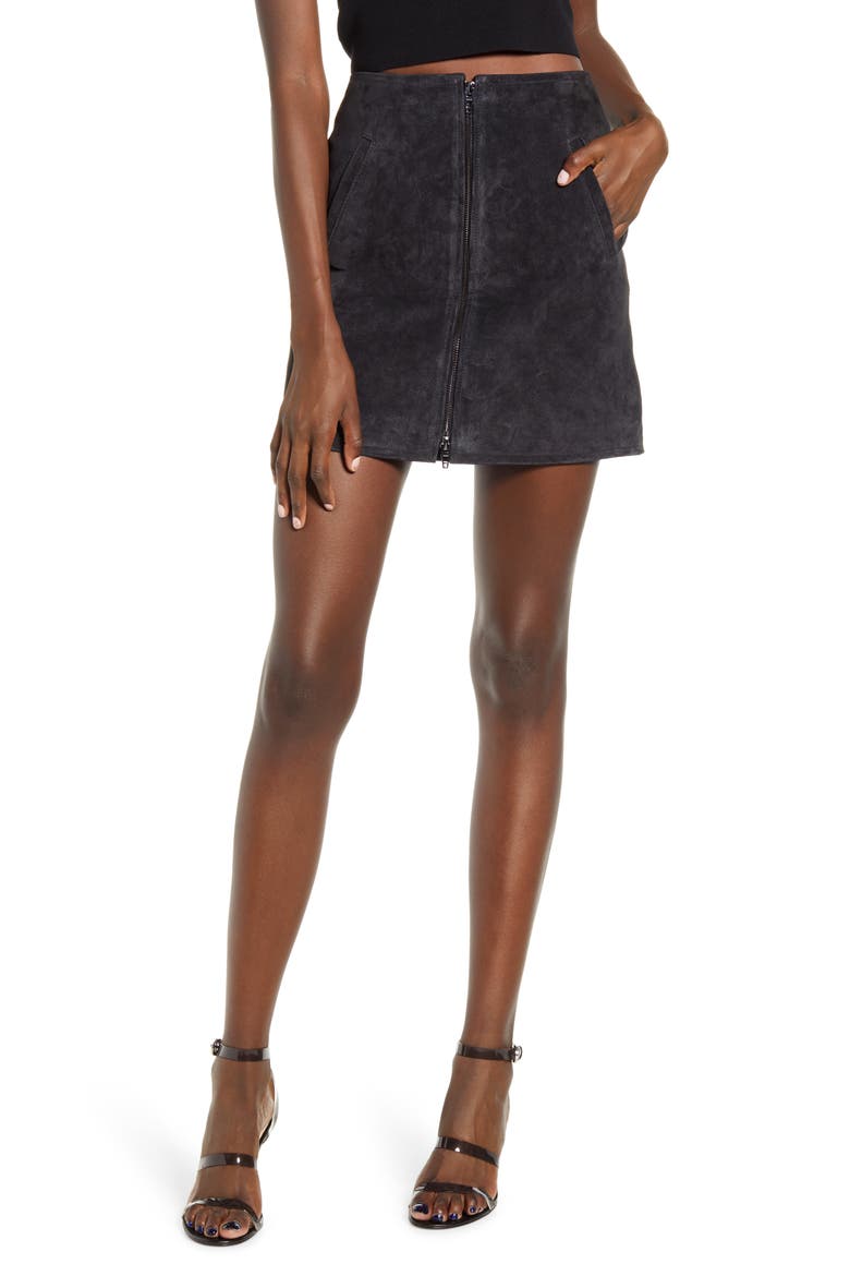 Suede Miniskirt, Main, color, CARBON