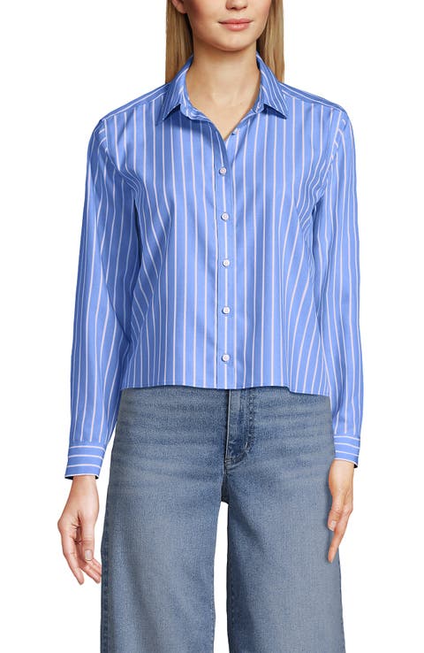 Lands' End No Iron Boxy Cropped Shirt