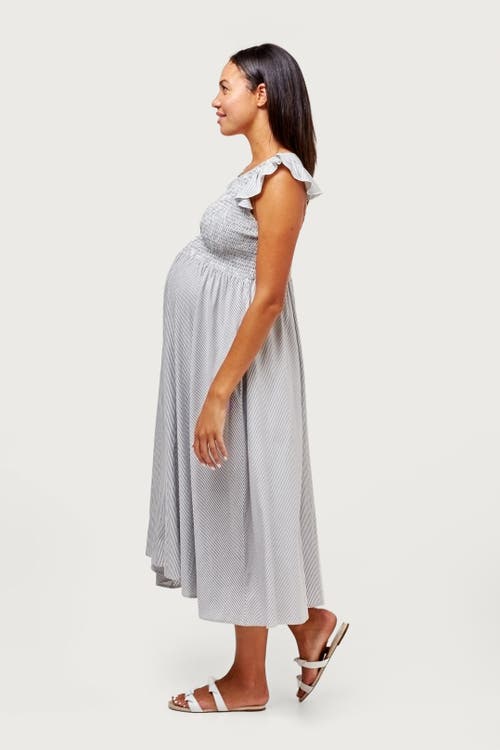 Nom Maternity Harper Cotton Smocked Maternity Dress In Gray