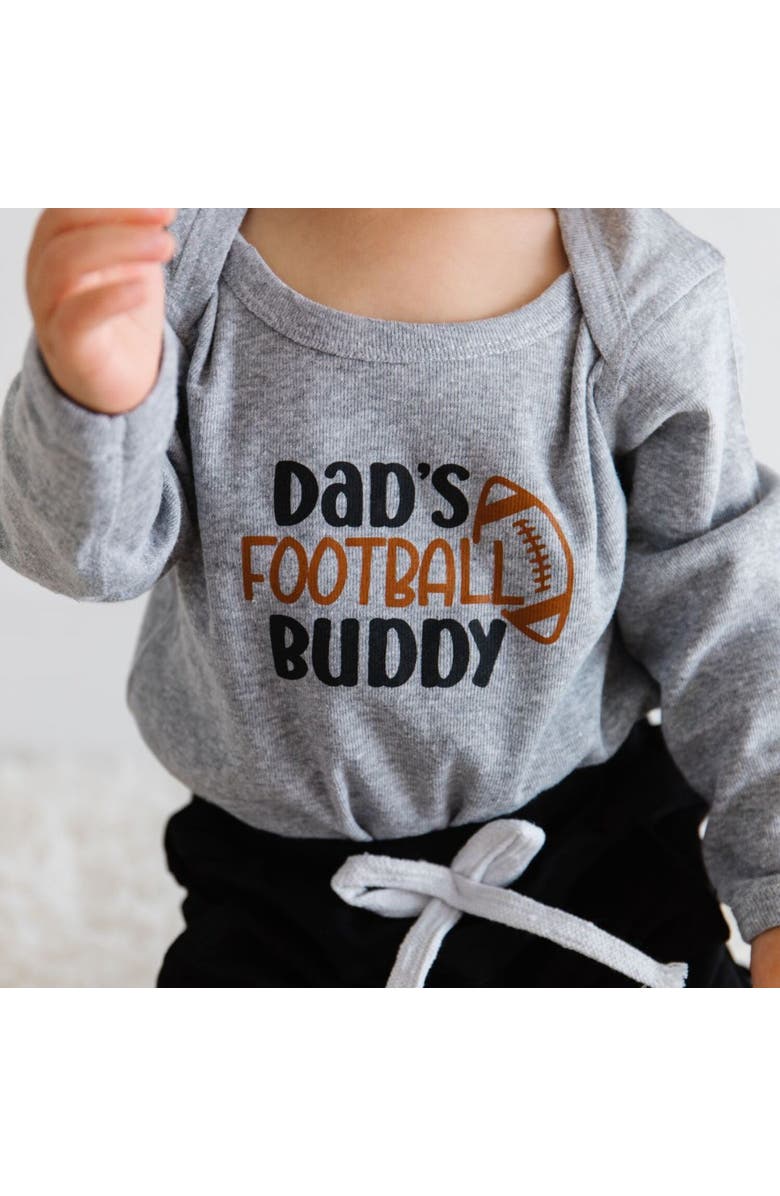 Sweet Wink Dad's Football Buddy Black & Brown Long Sleeve Bodysuit, Alternate, color, Grey