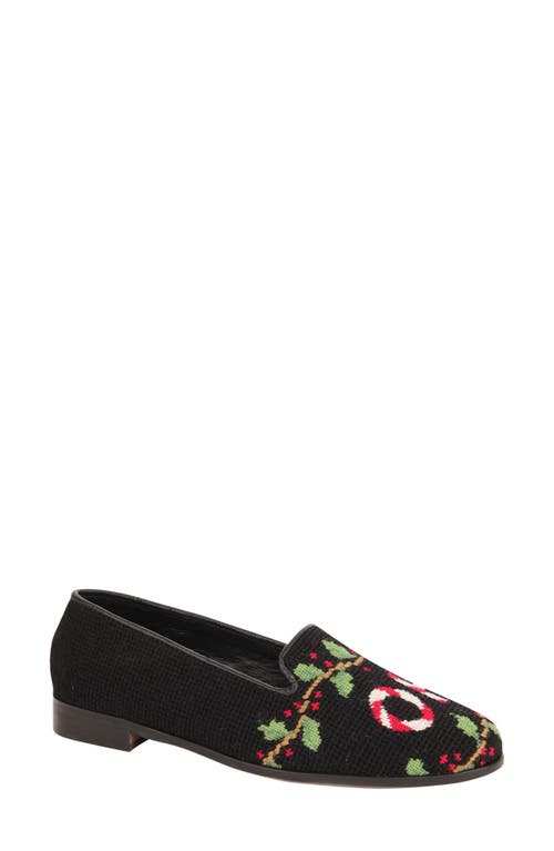 ByPaige Needlepoint Ho Ho Flat in Ho Ho Loafer On Black 
