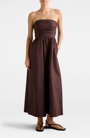 Ever New Siara Strapless Ruched Midi Dress