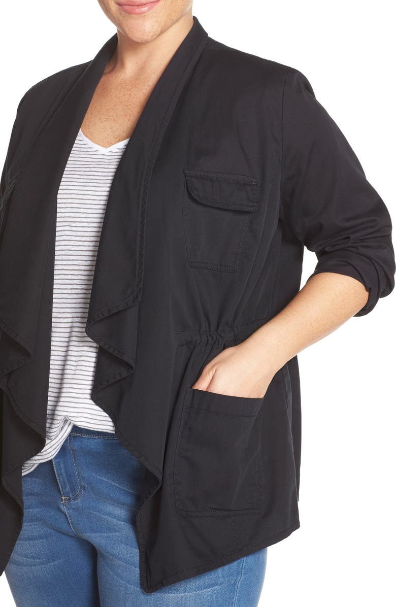 Caslon<sup>®</sup> Drape Front Utility Jacket, Alternate, color, 