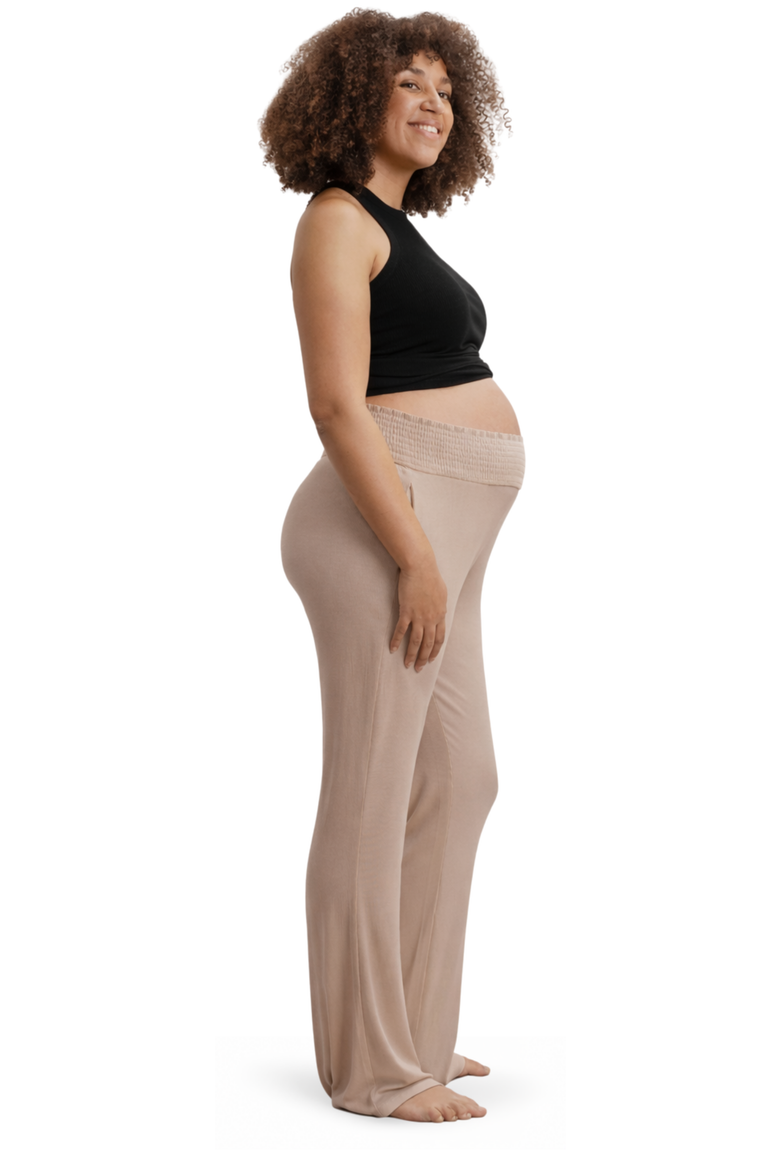 Super Soft Rib Maternity Pants, Alternate, color, Light Taupe