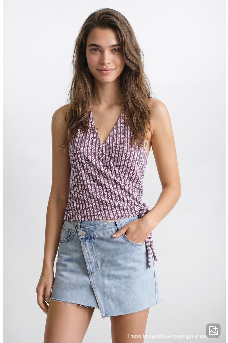 Tie Dye Wrap Top, Alternate, color, MAROON