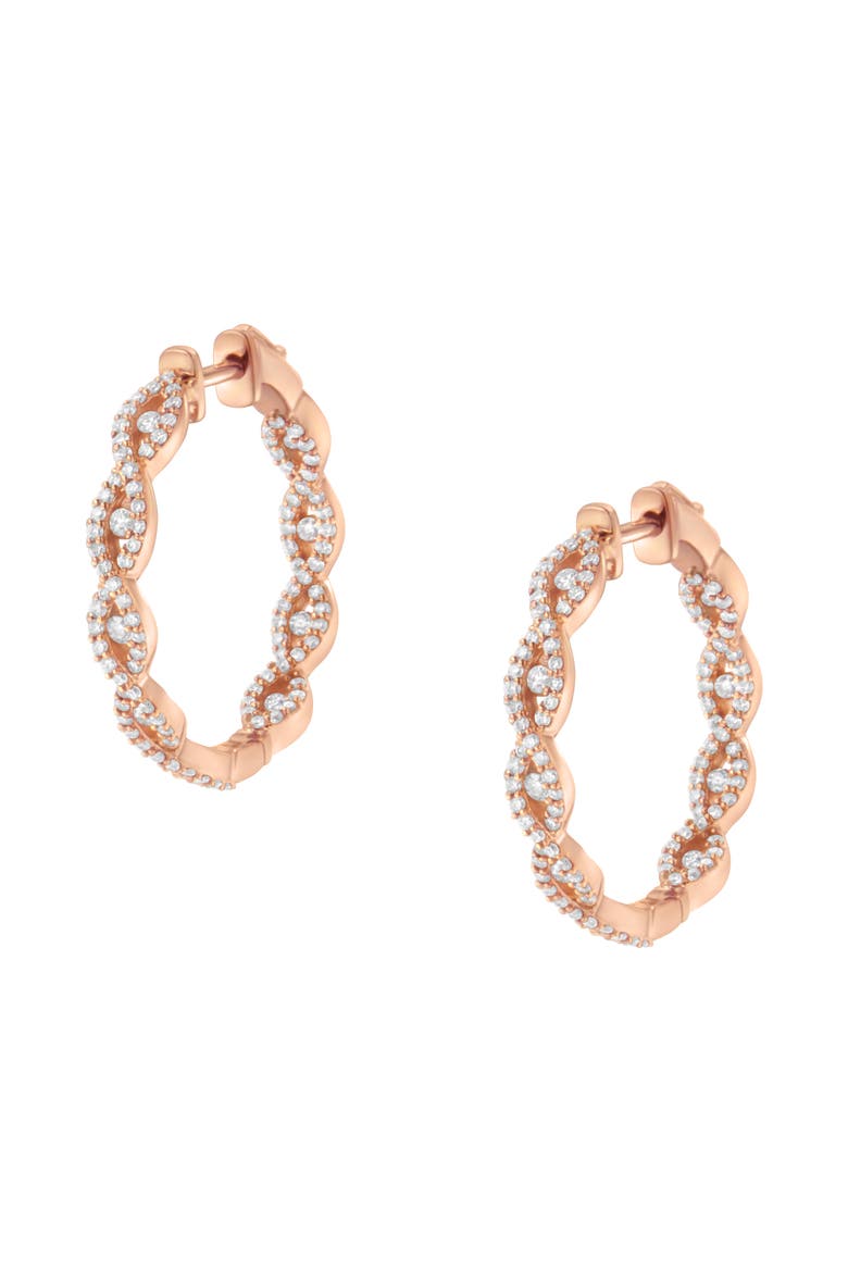10K Rose Gold 1 cttw Diamond Hoop Earring, Alternate, color, Pink