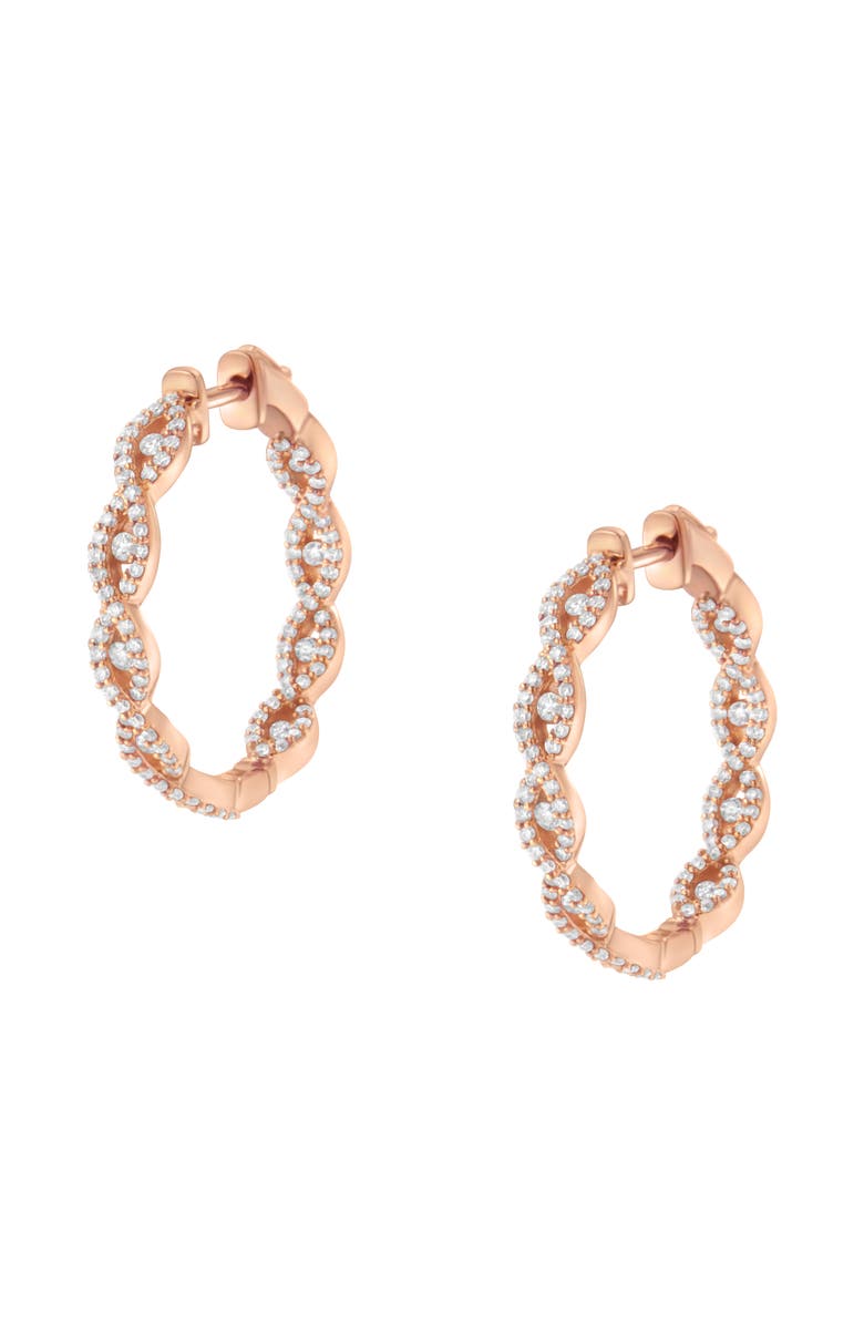 Haus of Brilliance 10K Rose Gold 1 cttw Diamond Hoop Earring, Alternate, color, Pink