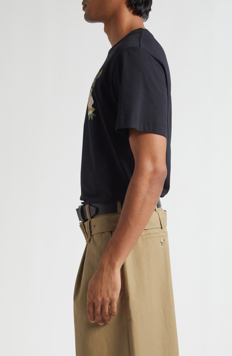 Simone Rocha Rose Bouquet Cotton Graphic T-Shirt, Alternate, color, Black