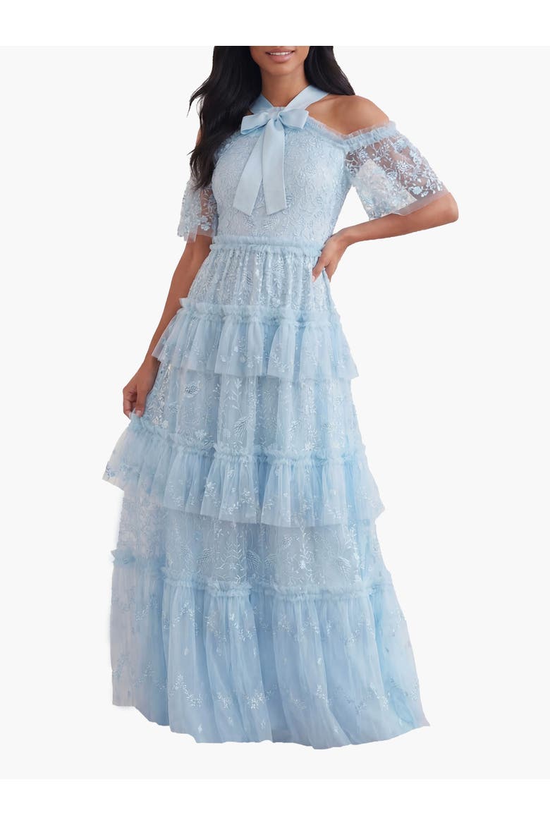 Primrose Tiered Maxi Gown, Main, color, Aqua