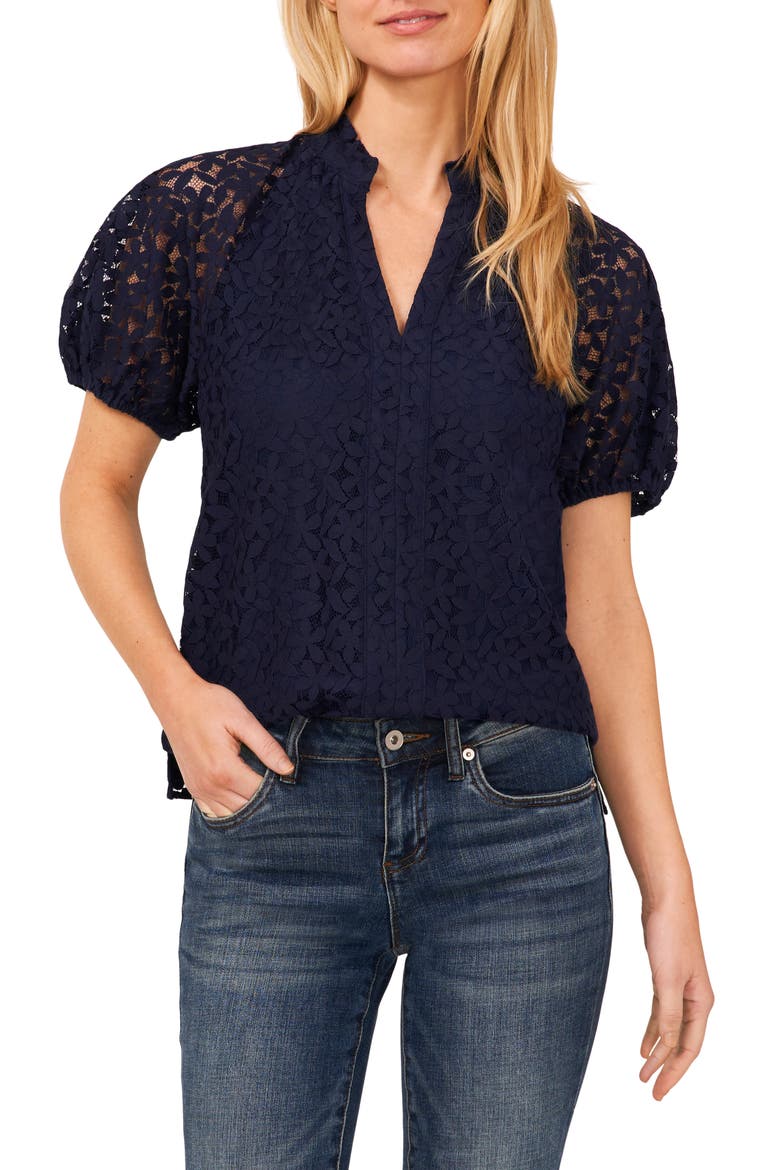 Raglan Sleeve Lace Top, Main, color, CLASSIC NAVY