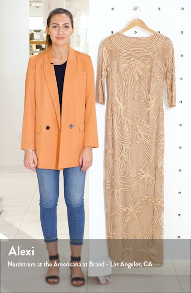 Pearl Beaded Soutache Column Gown, sales video thumbnail