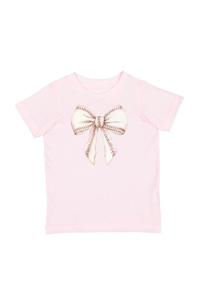 Sweet Wink Baseball Bow Short Sleeve T-Shirt, Main, color, Pink