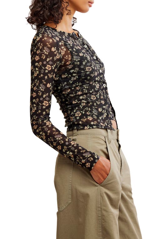 Shop Free People Twosie For One Floral Mesh Tank & Cardigan Set In Black Combo