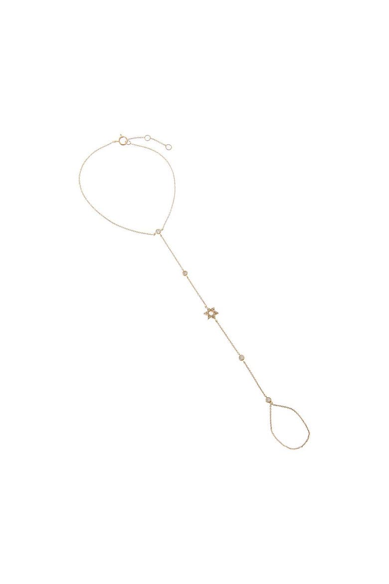 Diamond Pave & Bezel Star Of David Hand Chain 14K, Main, color, 14K Gold