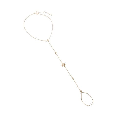 Diamond Pave & Bezel Star Of David Hand Chain 14K