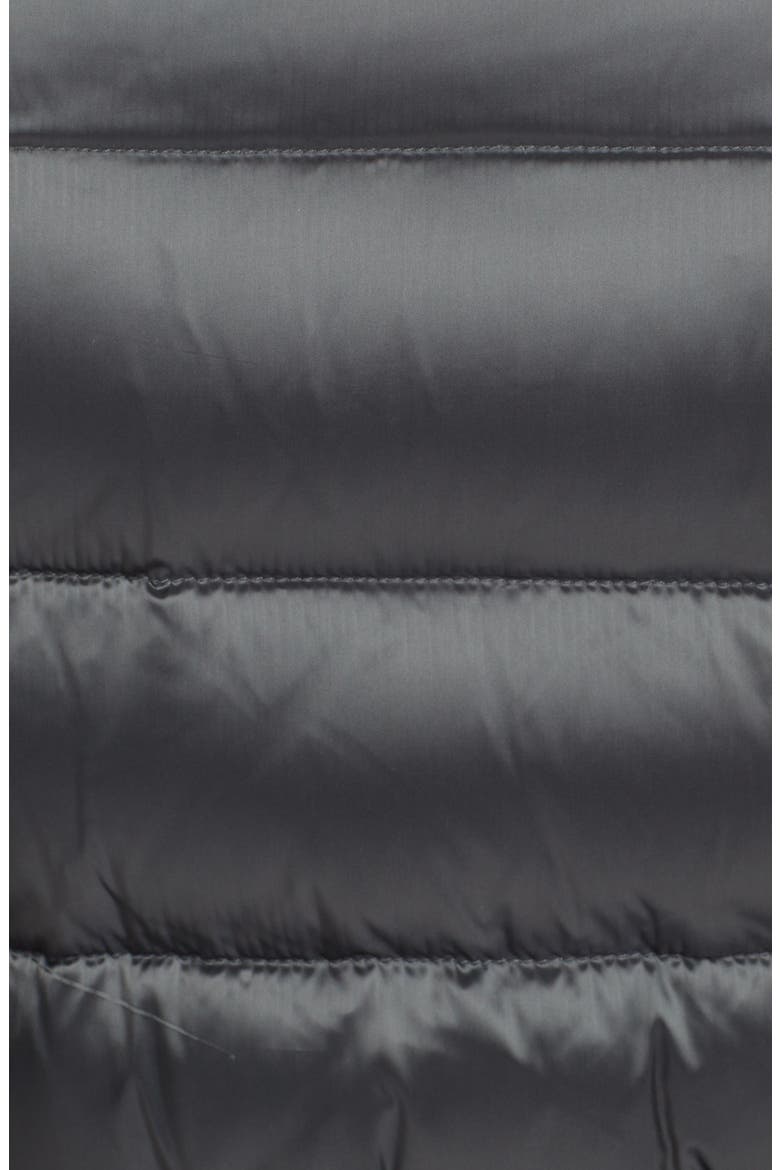 Tinuv Belted Satin Down Coat with Detachable Genuine Fox Fur Hood Trim, Alternate, color, GREY