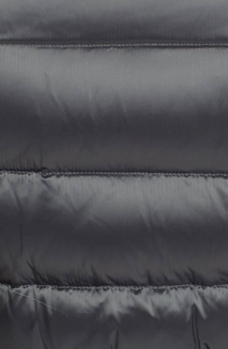 Moncler Tinuv Belted Satin Down Coat with Detachable Genuine Fox Fur Hood Trim, Alternate, color, 