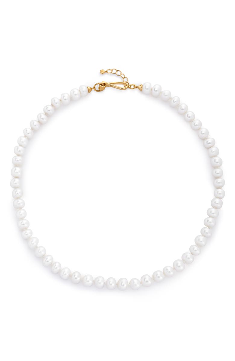 Monica Vinader Nomade Bold Pearl Necklace, Main, color, 18K Gold Vermeil / Pearl