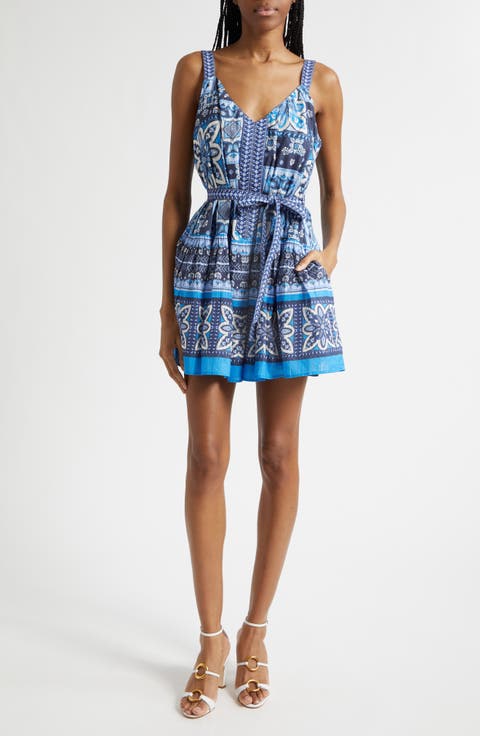 Ocean Mixed Print Cotton Minidress