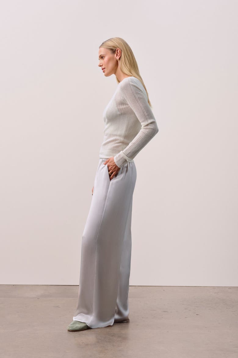 MABLE TRELLIS LONG SLEEVE CASHMERE TEE, Alternate, color, Ecru