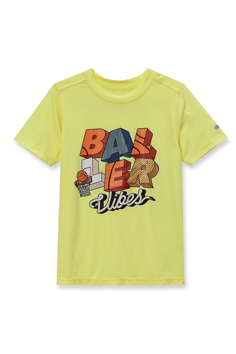 Boys Performance Tee Shirt, Alternate, color, Baller Vibes/Sunny Lime