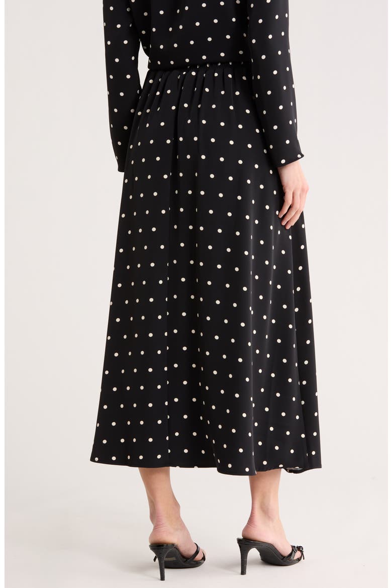 Luxe Polka Dot Crepe Midi Skirt, Alternate, color, BLACK BONE DOT