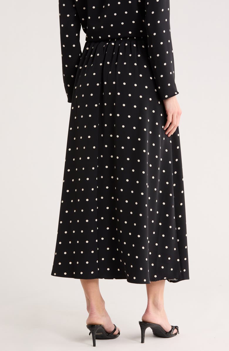 MELLODAY Luxe Polka Dot Crepe Midi Skirt, Alternate, color, Black Bone Dot