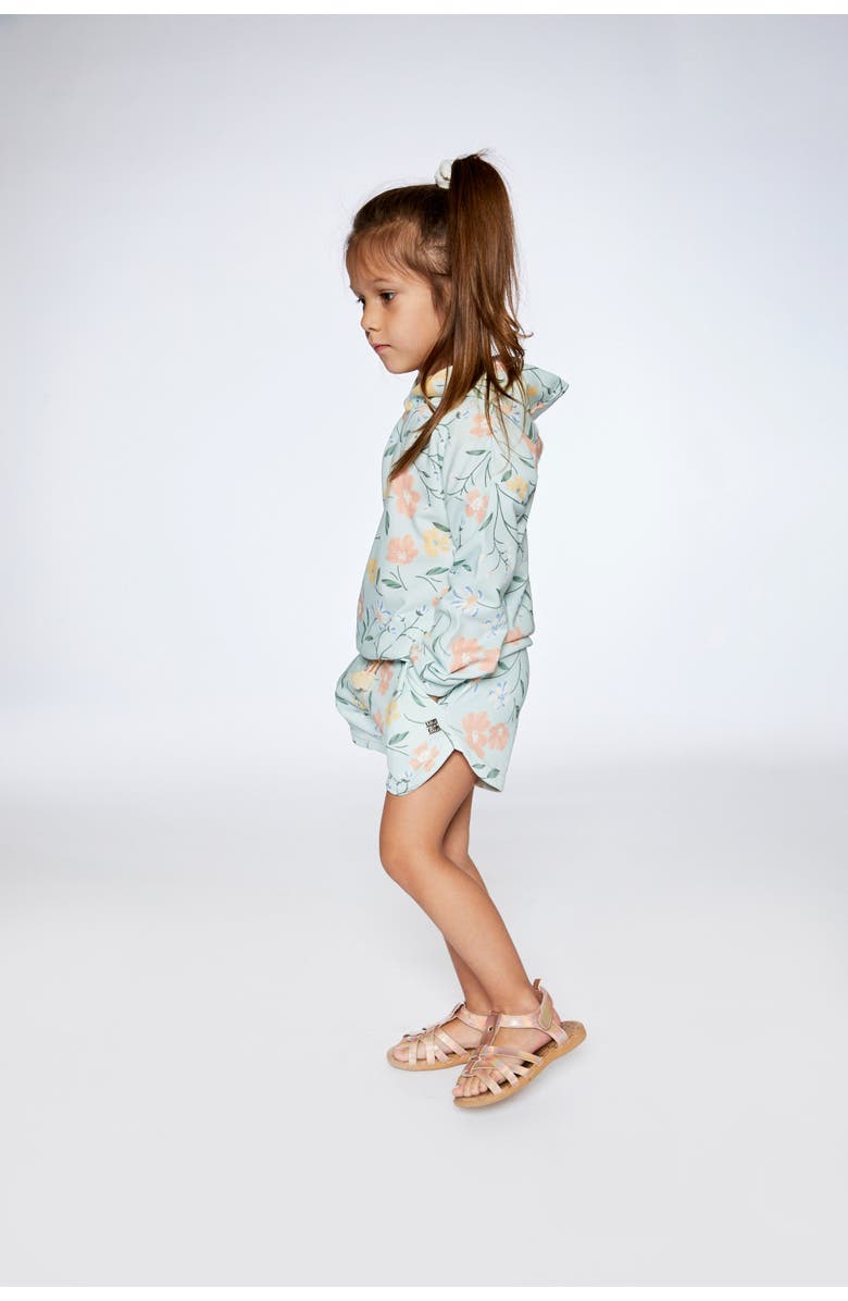 Deux par Deux Girl's French Terry Short Baby Blue With Printed