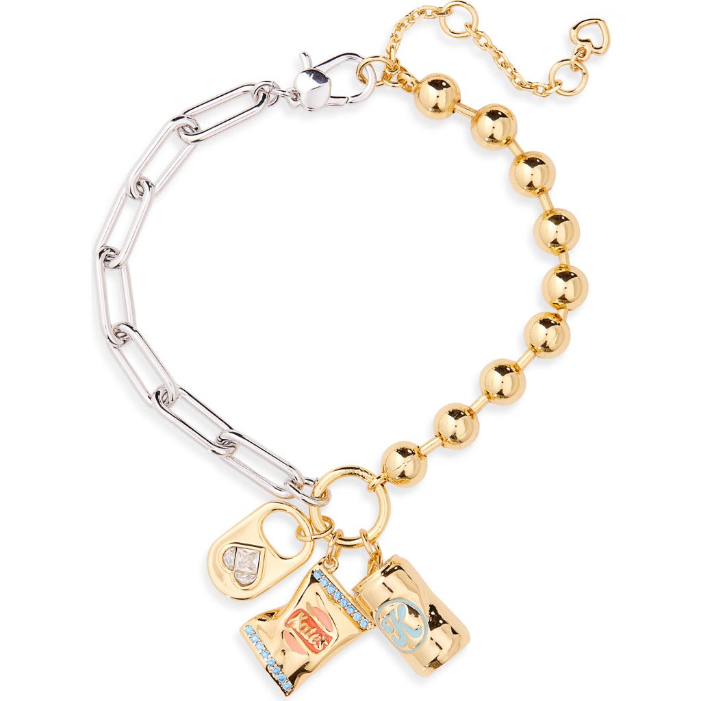 Kate Spade New York Snack Time Mixed Chain Charm Bracelet In Two Tone In Multi
