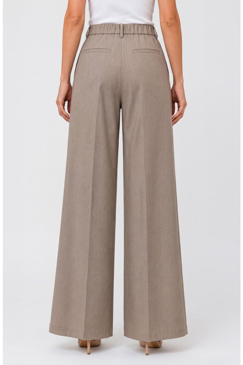 High Waist Pleated Wide Leg Ankle Pants, Alternate, color, KHAKI MELANGE