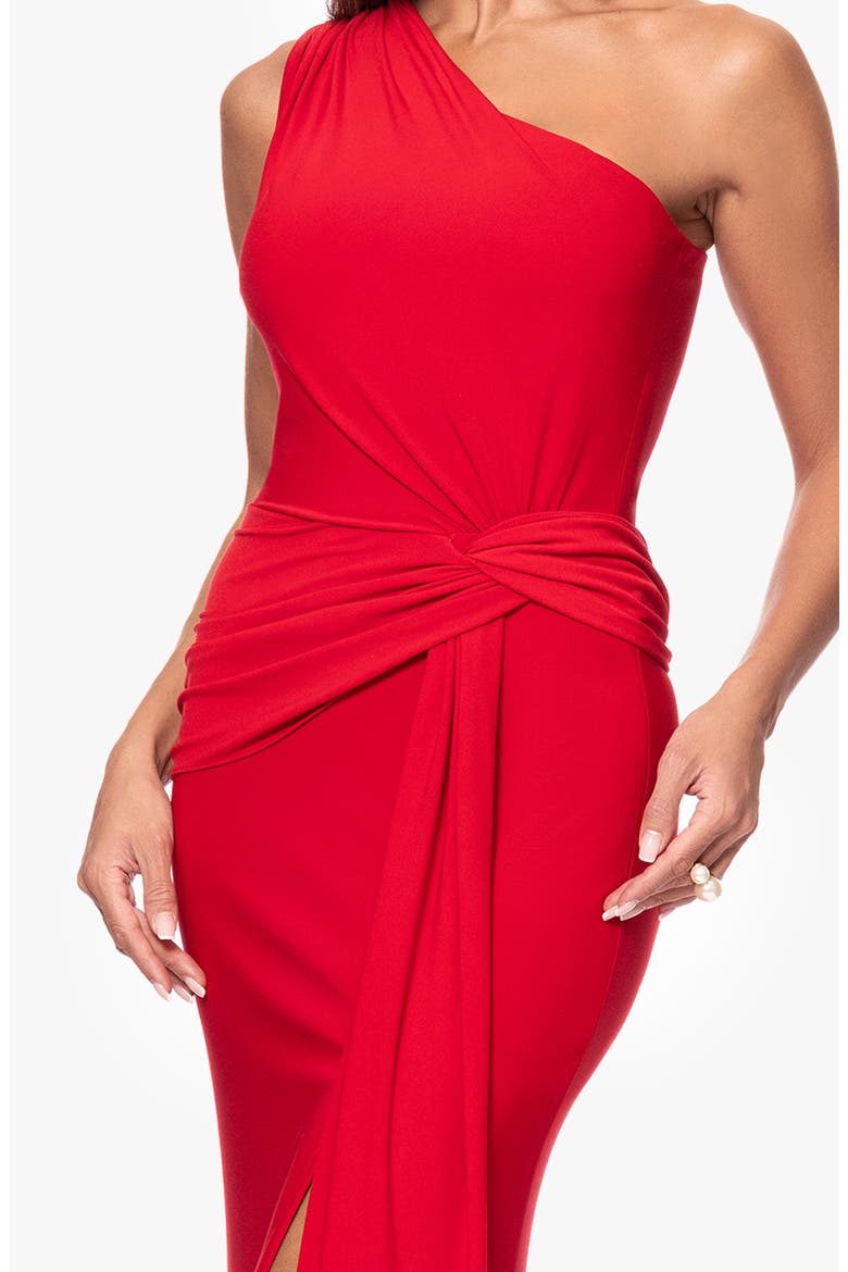 One-Shoulder Twist Evening Gown, Alternate, color, RED
