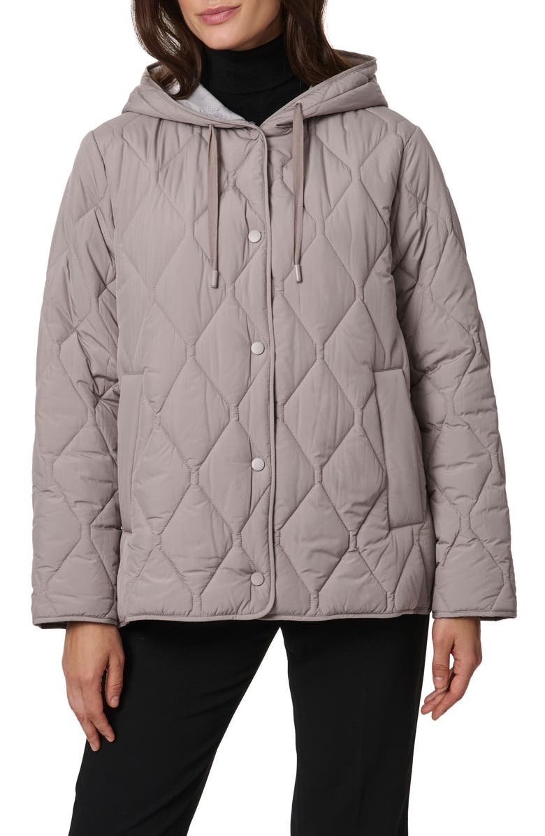 Bernardo Ashbury Diamond Quilted Hooded Liner Jacket, Main, color, Ash