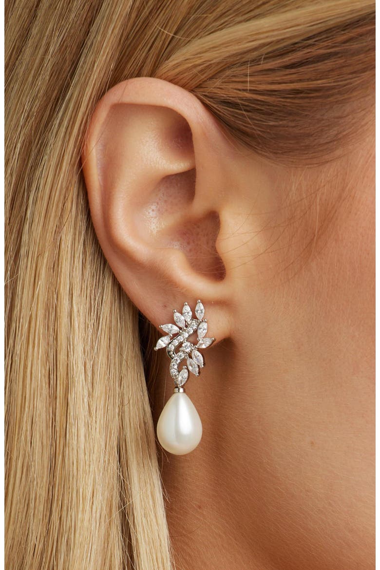 Regency Crystal Drop Earrings, Alternate, color, Silver