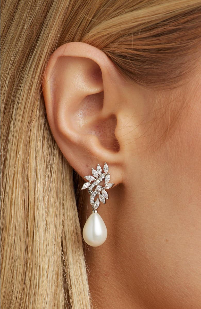 Untamed Petals Regency Crystal Drop Earrings, Alternate, color, Silver