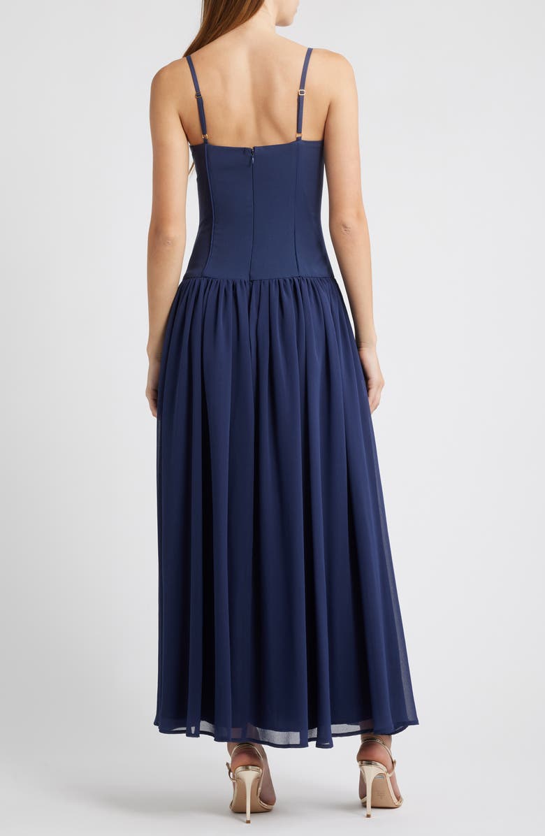Hutch Bustier Drop Waist Evening Gown, Alternate, color, Navy