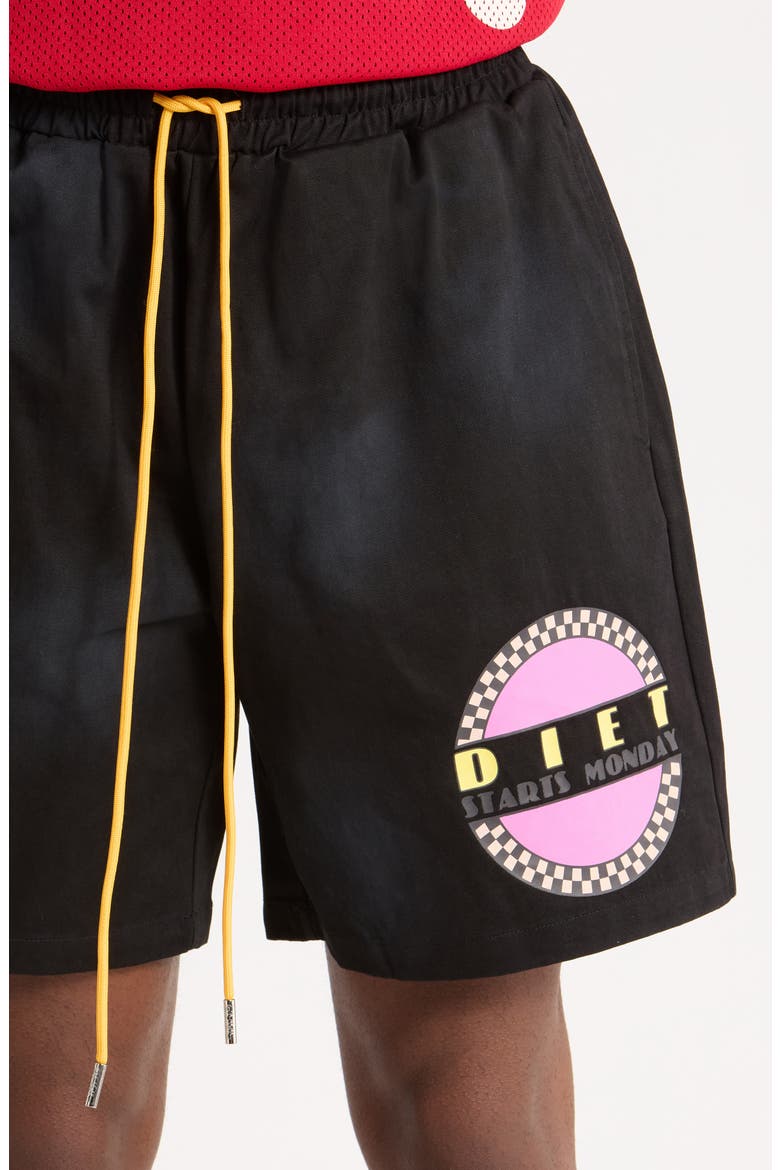 Baja Twill Graphic Cotton Shorts, Alternate, color, BLACK