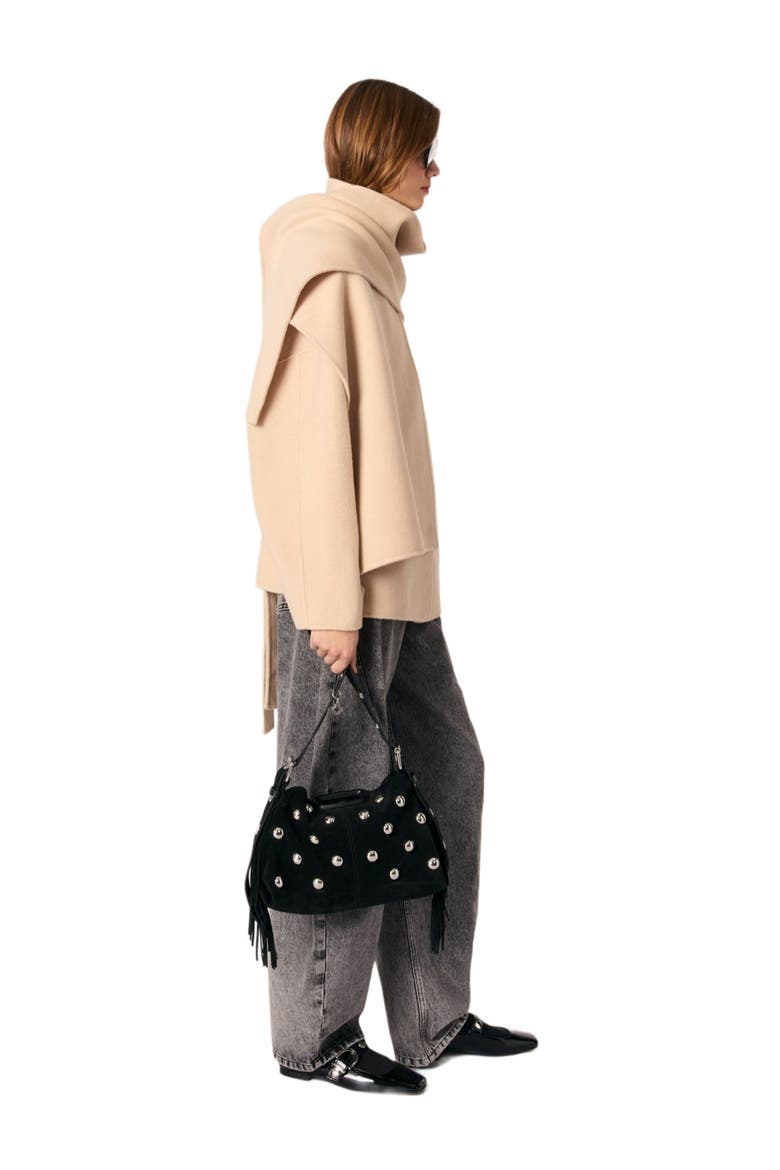 Double-faced coat with scarf, Alternate, color, Beige