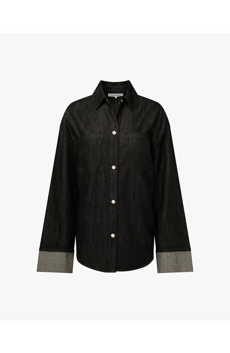 WeWoreWhat Denim Cuff Shirt, Alternate, color, 