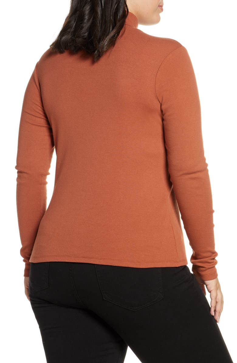 BP. Turtleneck Ribbed Top, Alternate, color, Rust Sequoia